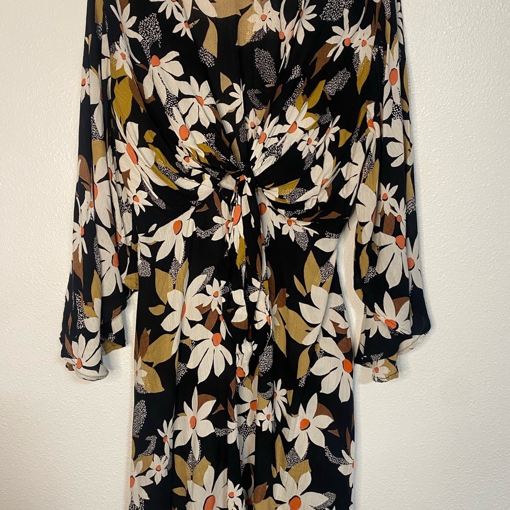 Angie Black Floral Long Sleeve Dress